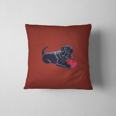 Black Labrador Pillow - Labrador Puppy with Heart