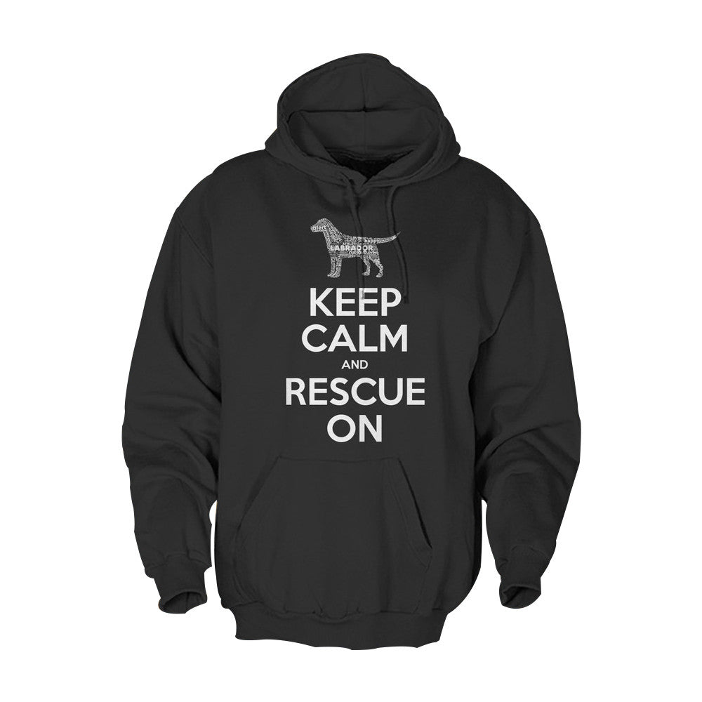 Keep Calm and Rescue On Hoodie - White print on Charcoal