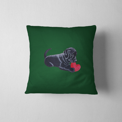 Black Labrador Pillow - Labrador Puppy with Heart