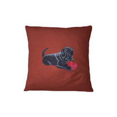Chocolate Labrador Pillow - Labrador Puppy with Heart