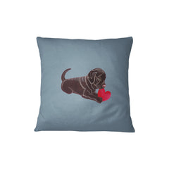 Black Labrador Pillow - Labrador Puppy with Heart