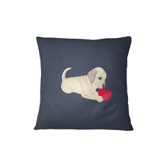 Black Labrador Pillow - Labrador Puppy with Heart