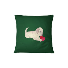 Yellow Labrador Pillow - Labrador Puppy with Heart
