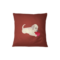 Yellow Labrador Pillow - Labrador Puppy with Heart