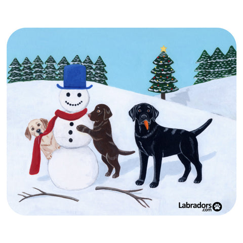 Labradors Building Snowman Mouse Pad