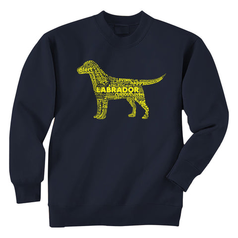 Typography Yellow Labrador Crew Sweatshirt - Yellow Labrador on Navy