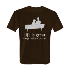 Life is great, dogs make it better - Tee with White Print