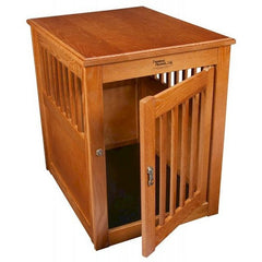 Oak End Table Pet Crate - Large