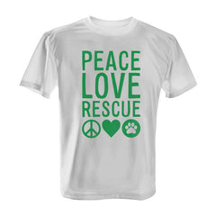 Peace Love Rescue - Tee with Green Print
